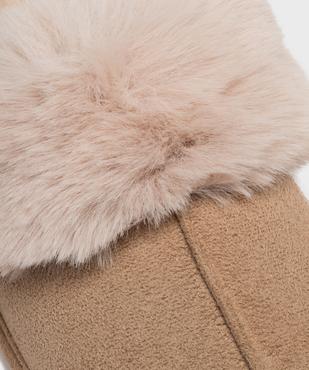 Chaussons mules en suédine avec fourrure imitation femme vue6 - GEMO 4G FEMME - GEMO
