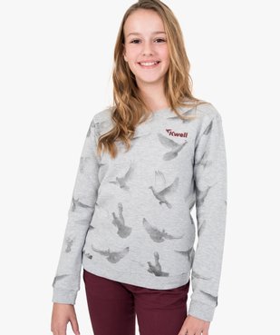 Sweat fille molletonné avec motifs colombes - Kwell vue1 - KWELL - GEMO