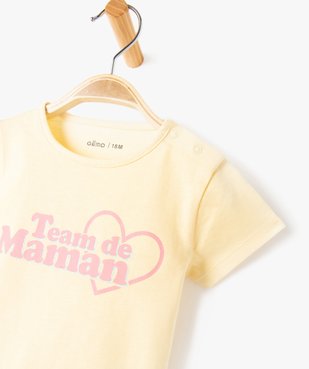 Tee-shirt bébé fille avec manches courtes et message pailleté vue2 - GEMO(BEBE DEBT) - GEMO