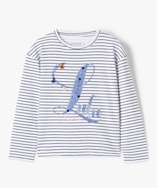 Tee-shirt fille à rayures et petits détails en relief - LuluCastagnette vue1 - LULUCASTAGNETTE - GEMO