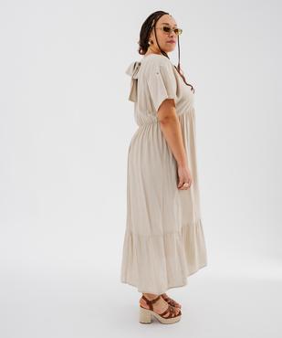 Robe longue à manches courtes en tissu texturé femme grande taille vue2 - GEMO (G TAILLE) - GEMO