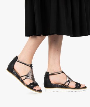 Sandales femme à semelle plateforme et contrefort zippé vue1 - GEMO(URBAIN) - GEMO