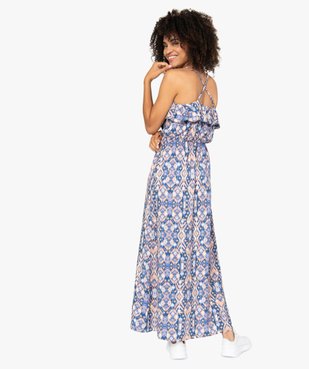 Robe femme longue à bretelles croisées et maille fluide imprimée vue3 - GEMO(FEMME PAP) - GEMO