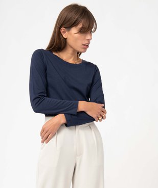 Tee-shirt femme à manches longues et col rond vue1 - GEMO(FEMME PAP) - GEMO