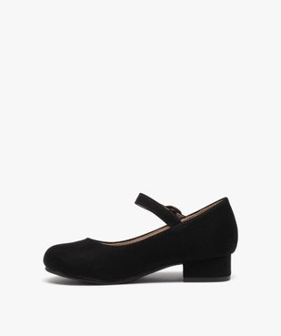 Ballerines fille unies en suédine et à petit talon carré vue3 - GEMO (ENFANT) - GEMO
