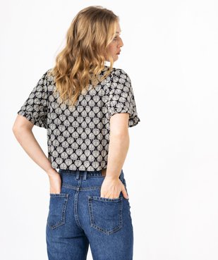 Blouse imprimée à manches courtes coupe courte femme vue3 - GEMO 4G FEMME - GEMO