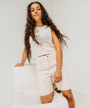 Débardeur court en coton ajouré fille vue5 - GEMO (JUNIOR) - GEMO