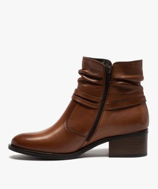 Boots femme à talon large et tige plissée en cuir vue3 - Nikesneakers (CASUAL) - Nikesneakers