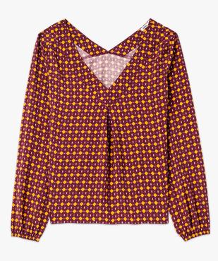Blouse imprimée à manches longues et double col V femme vue4 - GEMO 4G FEMME - GEMO