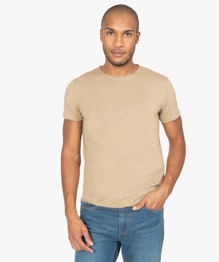 Tee-shirt homme à manches courtes avec finitions roulottées vue1 - GEMO (HOMME) - GEMO