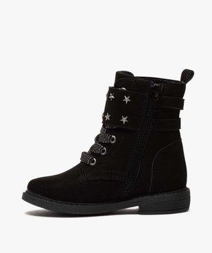 Boots fille zippés en suédine unie avec étoiles métallisées vue4 - GEMO (ENFANT) - GEMO
