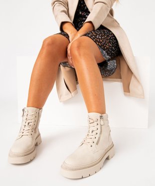 Boots femme unies avec intérieur fourré et à semelle crantée vue7 - GEMO (CASUAL) - GEMO