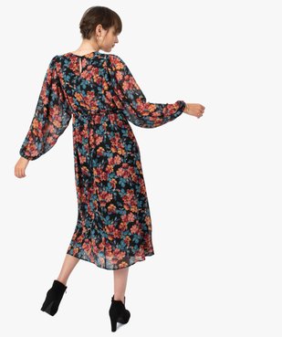 Robe femme longue en voile à motifs vue3 - GEMO(FEMME PAP) - GEMO