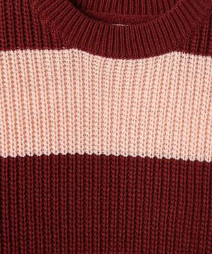 Pull court oversize à larges rayures fille vue2 - GEMO (JUNIOR) - GEMO