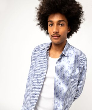 Chemise manches longues rayée à motif fleuri homme vue6 - GEMO (HOMME) - GEMO