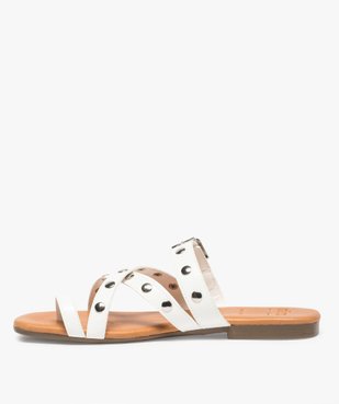Mules femme à talon plat et brides croisées à clous vue3 - GEMO (CASUAL) - GEMO