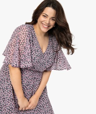 Robe femme imprimée longue avec taille smockée vue2 - GEMO (G TAILLE) - GEMO