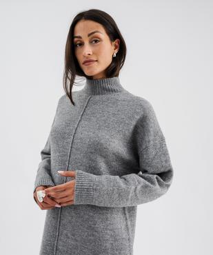 Robe pull avec col montant femme vue2 - GEMO(FEMME PAP) - GEMO