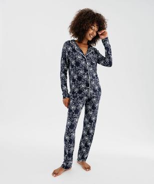 Pyjama deux pièces en viscose femme : chemise et pantalon vue3 - GEMO 4G FEMME - GEMO