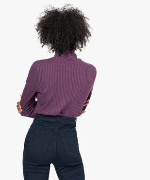 Tee-shirt femme en maille côtelée manches longues et col montant vue3 - GEMO(FEMME PAP) - GEMO