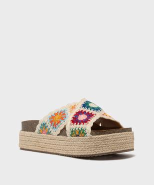 Mules ouvertes en textile à semelle plateforme femme vue2 - 5 MILES - GEMO