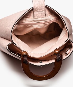 Sac femme forme seau avec poignée en bois vue3 - GEMO (ACCESS) - GEMO