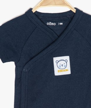 Body bébé garçon côtelé fermeture croisée vue2 - GEMO C4G BEBE - GEMO