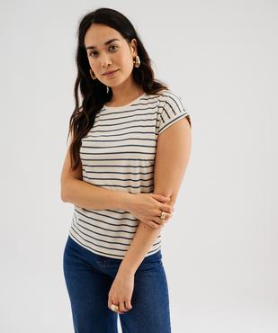 Tee-shirt rayé à manches ultra courtes femme vue1 - GEMO 4G FEMME - GEMO
