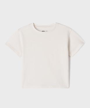 Tee-shirt manches courtes uni en coton épais fille vue1 - GEMO (ENFANT) - GEMO