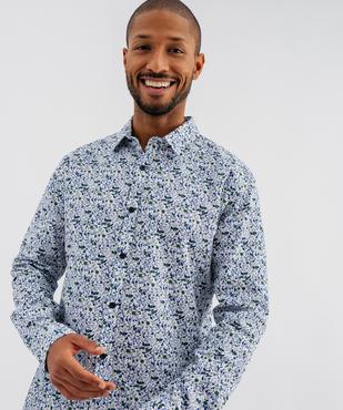 Chemise manches longues en coton fleuri homme vue2 - GEMO (HOMME) - GEMO