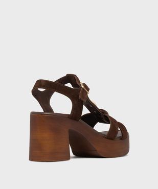 Sandales en cuir à talon large et patin épais femme - Tanéo vue4 - TANEO - GEMO