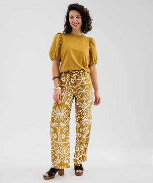 Pantalon large et fluide imprimé femme vue4 - GEMO 4G FEMME - GEMO