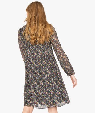 Robe femme en voile plissé à manches longues vue3 - GEMO(FEMME PAP) - GEMO