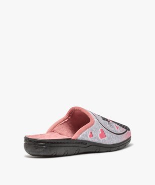 Chaussons femme mules en velours imprimées chats vue4 - GEMO(HOMWR FEM) - GEMO