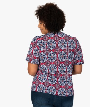 Tee-shirt femme à motifs fleuris et col V smocké vue3 - GEMO (G TAILLE) - GEMO