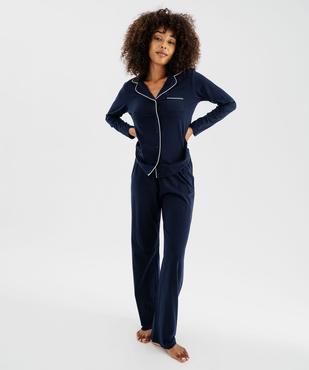 Pyjama deux pièces en coton femme : chemise et pantalon vue1 - GEMO 4G FEMME - GEMO