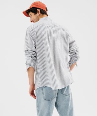 Chemise en lin et coton à rayures homme vue4 - GEMO 4G HOMME - GEMO