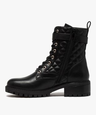 Boots femme unies à semelle crantée et tige matelassée vue3 - GEMO (CASUAL) - GEMO