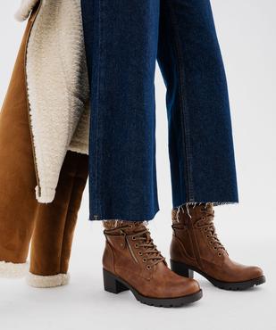 Boots femme à talon et fourrées avec col chaussette vue1 - GEMO(URBAIN) - GEMO