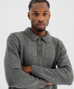 Pull en maille à col polo homme vue2 - GEMO (HOMME) - GEMO