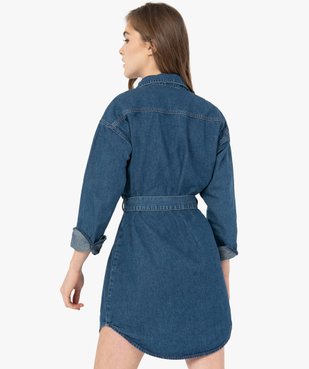 Robe femme en jean avec devant boutonné et ceinture vue3 - GEMO(FEMME PAP) - GEMO