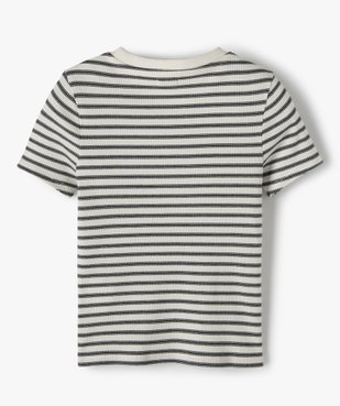 Tee-shirt fille rayé à manches courtes vue3 - GEMO C4G FILLE - GEMO