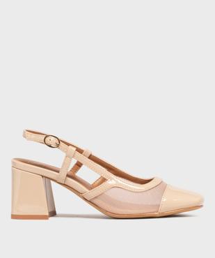 Escarpins slingback vernis à talon large et bout carré femme - Follow Me vue1 - FOLLOW ME - GEMO