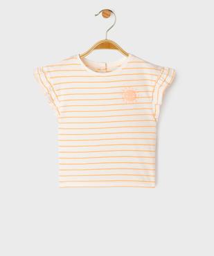 Tee-shirt manches courtes rayé avec manches à volants bébé fille vue1 - GEMO 4G BEBE - GEMO