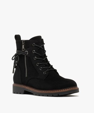 Boots à lacets et zips avec cordon fantaisie sur la tige femme  vue2 - GEMO (CASUAL) - GEMO