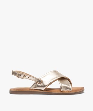 Sandales fille en cuir à larges brides croisées vue1 - GEMO (ENFANT) - GEMO