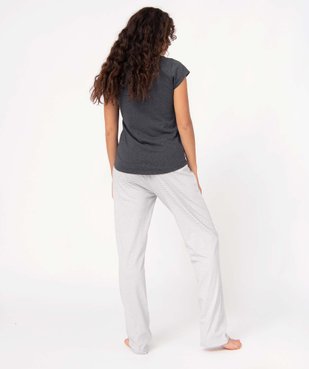 Pyjama bicolore avec message femme vue3 - GEMO(HOMWR FEM) - GEMO