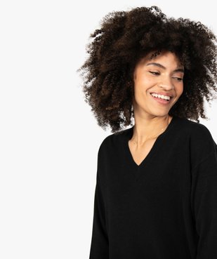 Pull femme à col V en maille ultra douce vue2 - GEMO (MAILLE) - GEMO