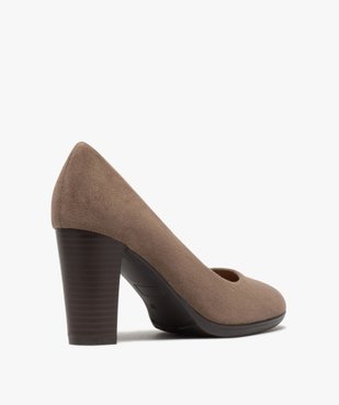 Escarpins femme en suédine unie et talon rainuré vue4 - GEMO(URBAIN) - GEMO