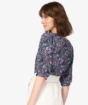 Tee-shirt femme à motifs fleuris à manches bouffantes vue3 - GEMO(FEMME PAP) - GEMO